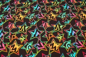 French Terry 150cmx50cm Digitaldruck Sterne schwarz neonfarben - Bild 1 von 1
