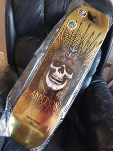 POWELL PERALTA Andy Anderson Deck 9.13" Skateboard - Gold Chrome Heron Skull - Picture 1 of 4