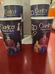 2 tazas de plástico coleccionables CIRQUE DU SOLEIL Corteo Premiere SM y LG - Imagen 1 de 8