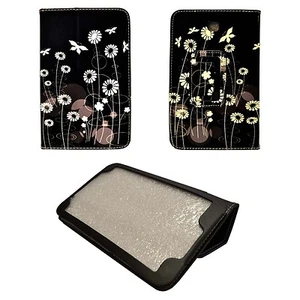 CASE FOR SAMSUNG GALAXY TAB 3 7" BLACK WHITE BUTTERFLY FLOWER PU LEATHER COVER - Picture 1 of 6