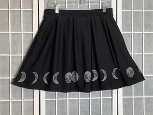 Falda Luna Celestial Midnight Hour Talla Grande Negra Gris Bolsillos Fluidos Caprichoso - Imagen 1 de 3