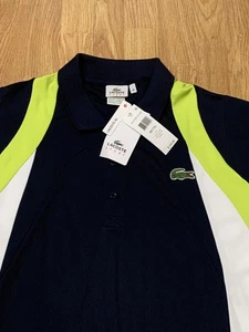 Lacoste Sport Polo Shirt Mens XL Navy Blue White Lima Tennis Golf DH7105 2XL - Picture 1 of 9