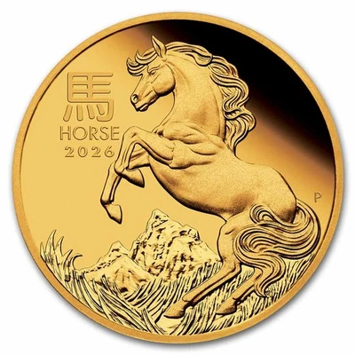 2026 Austrália 1 oz ouro à prova de cavalo lunar (com caixa e certificado de autenticidade) - Imagem 1 de 4