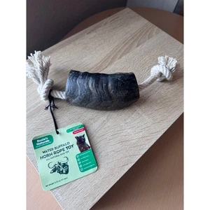 Rozie's Naturals Water Buffalo Horn Rope Toy - All-Natural Dog Toy - Picture 1 of 5