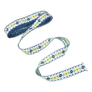 Cinta de jacquard de 3 yardas, cinta bordada floral, azul marino - Imagen 1 de 7