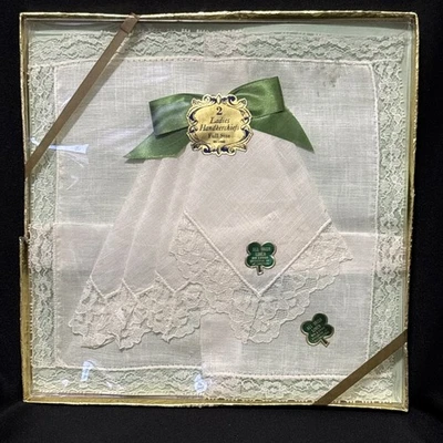 Juego de 2 pañuelos vintage de lino irlandés Foto 1 de 4