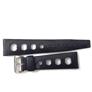 AUTHENTIC NOS 1960-70'S TROPIC BIG HOLES 22MM SWISS BLACK RUBBER DIVE BAND STRAP - Picture 1 of 8