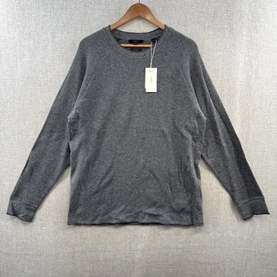 NOVO Suéter Vince Masculino XL Cinza Waffle Malha Pulôver Térmico Algodão Pima Adulto - Imagem 1 de 4