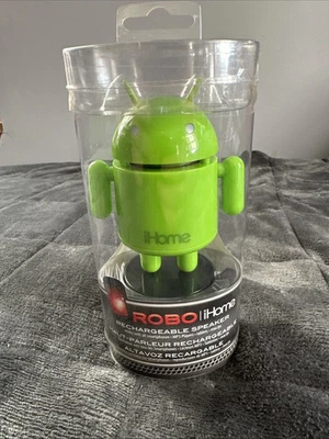 New iHome Rechargeable Robo Speaker Green Alien Robot Figure Tech Smartphone - Image 1 of 4