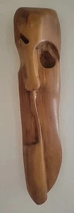 Wood Carved Face Wall Art Hand Carved 18"L X 4.5" W X 3"D - Picture 1 of 7