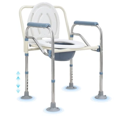 Toilettenstuhl inkl. Eimer mit Armlehne Höhenverstellbar Nachtstuhl Faltbar - Bild 1 von 4