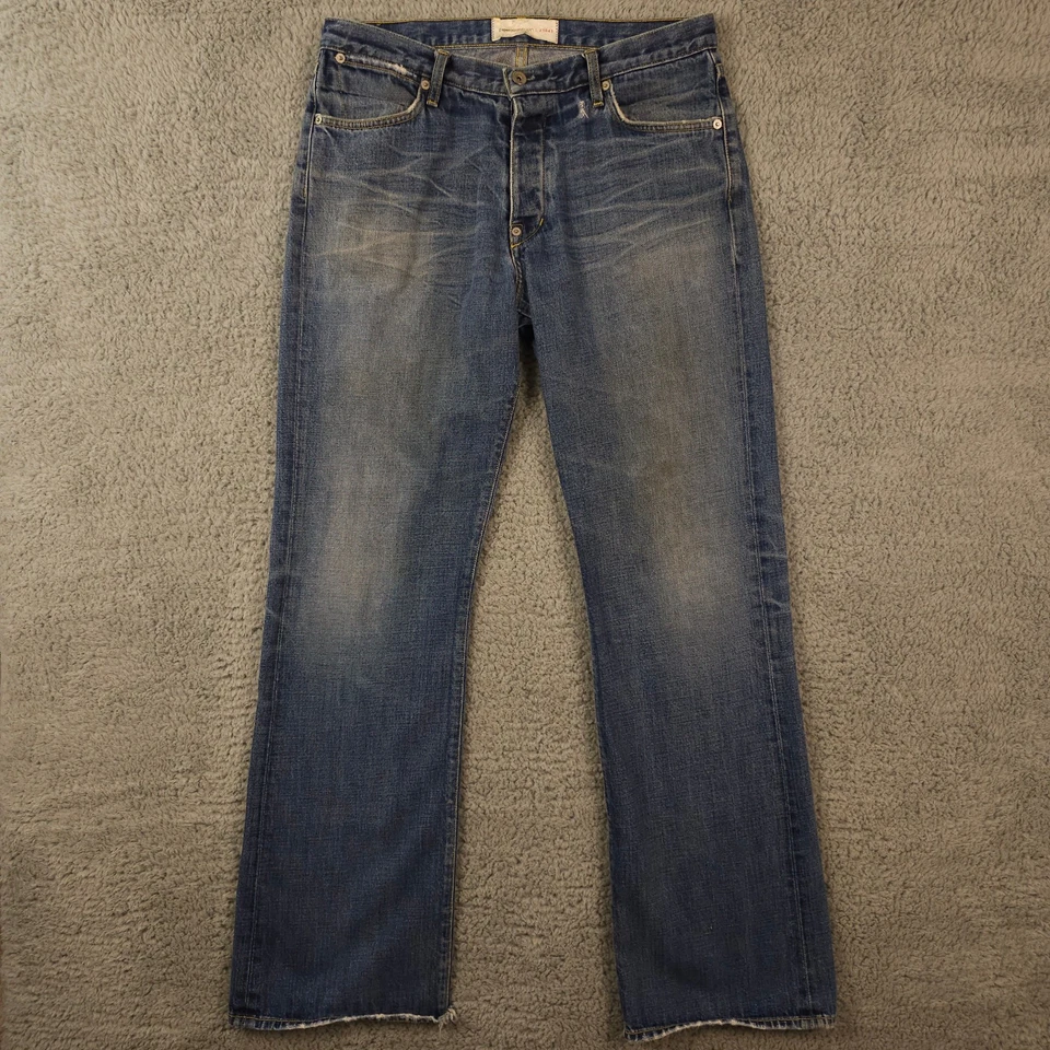 Paper Denim Cloth Jeans Mens 34x34 Blue New 2 Year Button Fly Thrashed Grunge - Image 1 of 4