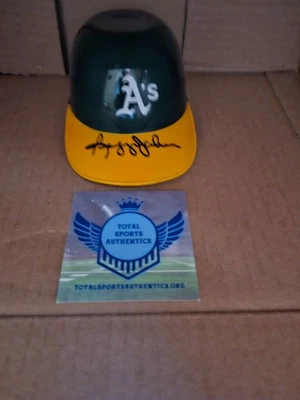 REGGIE JACKSON HOF SIGNED SUNDAE CUP OAKLAND A's MINI HELMET W/COA #3011203 - Image 1 of 4