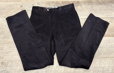 Pantalones Peter Millar Para Hombres 34 (Alto) Negro Pana Frente Plano Algodón Golf Caminar Foto 1 de 4
