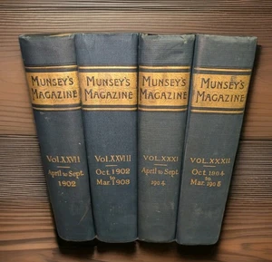 4 VERY RARE MUNSEY'S MAGAZINE HARDCOVER BOOK 1902 1903 1904 1905 ILLUSTRATED - Picture 1 of 4