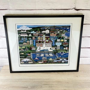 Revitalized Tacoma Visualized Jennifer Lake Miller Signed Washington Folk Art - Picture 1 of 24