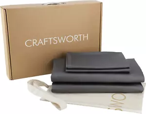 Craftsworth 100 % Ägyptische Baumwolle Queen 4-teiliges Lakenset Anthrazitgrau Extra Dee - Bild 1 von 12