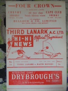THIRD LANARK v RAITH ROVERS SCOTTISH DIV.ONE 1962-63 - Picture 1 of 1