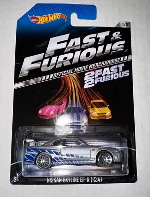 HOT WHEELS  2 FAST 2 FURIOUS NISSAN SKYLINE GTR R34 Fast And Furious RARE - Image 1 of 4