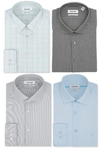 Calvin Klein Mens Shirt Long Sleeve Dress Casual Slim Fit Non Iron Shirts - Picture 1 of 4