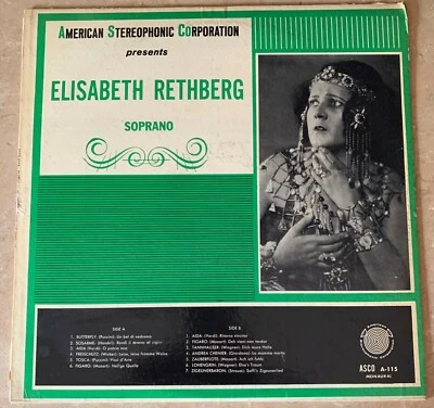 ELISABETH RETHBERG-SOPRANO 1960 AMERICAN STEREOPHONIC CORPORATION-ASCO A-115-VG - Image 1 of 4