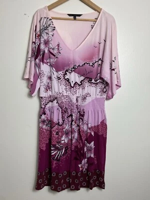Vestido Casa Blanca Mercado Negro Manga Kimono Cintura Ajustada M Floral Rosa Multi Foto 1 de 4