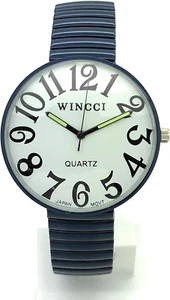 Mens Ladies Jumbo Big Numbers Stretch Elastic Band Analog Quartz Fashion Watch - Picture 1 of 3