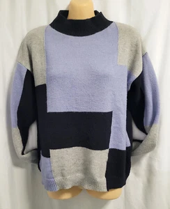 Womans Colourblock Lilac Black White Sweater Size 8 by Caroline Morgan - Picture 1 of 7