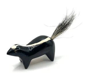 Wood Hand Carved & Painted Skunk - Picture 1 of 10