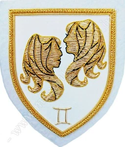 HAND EMBROIDERED ZODIAC SIGN GOLDEN BULLION PATCH - GEMINI - Picture 1 of 1