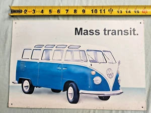 16"x10.5" VW Camper Bus Metal Wall Sign Mass Transit Garage Man Cave Volkswagen - Picture 1 of 4