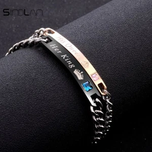 2x STAHL PARTNER ARMBAND "HER KING HIS QUEEN" EDEL GRAVUR LIEBE ARMSCHMUCK NEU! - Bild 1 von 4