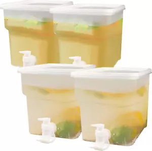 4 Pack 1.3 Gallon Drink Dispenser with Spigot for Fridge, Leakproof Plastic - Picture 1 of 9
