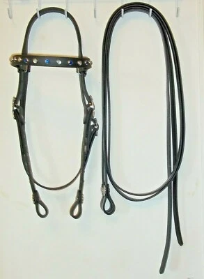 Cabezal de brida bucle cuerda rienda dividida beta biothano bling estrás Bl R Foto 1 de 4