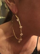 Loree Rodkin Gold Extra Large Diamond Maltese Cross Disco Hoop Hoops Earrings!