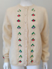 Vintage Embroidered Wool Cardigan Sweater Granny POM textured PIN UP 50s 60s XL