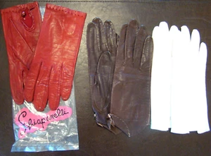 Lot of Vintage Womens Leather Dress Gloves Schiaparelli size 6 1/4 - Picture 1 of 8