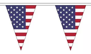 USA AMERICAN 20 metre TRIANGLE BUNTING 30 FLAGS flag 54 FLAGS UNITED STATES - Picture 1 of 1