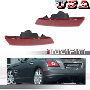 For 04-08 Chrysler Crossfire Red Rear Bumper Side Marker Light Housings Pair Set - Picture 1 of 8