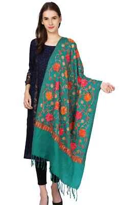 India Large Wool Shawl Hand-Cut Kani Jamavar Paisley Jamawar Stole Wrap Pashmina - Image 1 of 4