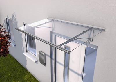 Gutta Pultvordach PT/GR | Edelstahl | Haustürvordach 1600 x 900 mm Acrylglas - Bild 1 von 2