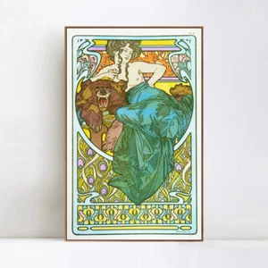 Framed Canvas Giclee Print Seated Woman#54 by Alphonse Mucha Wall Art Home Decor - Picture 1 of 17