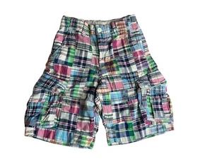 Boys Gap Shorts Size 10 Slim patch Work Plaid Cotton Casual Preppy NWT - Picture 1 of 7