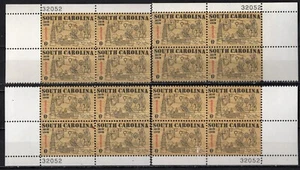 US #1407 MNH 1970 SET ABBINATO Targhe Blocco di 4 insediamenti Carolina del Sud - Foto 1 di 1