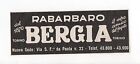 Pubblicit&#224; vintage RABARBARO BERGIA TORINO advertising reklame werbung publicit&#232;