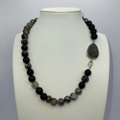 Collar Silpada 925 Esterlina Druzy Hematita Oda a Geoda Piedra Multicolor Foto 1 de 4