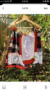 Recycled skirt wrap poncho Cashmere Wool Cotton Lace One pocket Free shipping - Picture 1 of 8