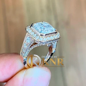 14k Massiv Roségold Asscher Schnitt Moissanit Verlobungsring Einfassung Zinken Set 4,60 - Bild 1 von 10