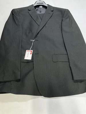 男式无品牌黑色条纹 2 件套套装尺寸 42R 36W 二手状况完好 — 第 1/4 张图片