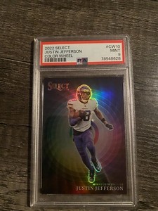 Justin Jefferson Color Wheel Prizm 2022 Panini Select Mint 9 SSP NFL Vikings 
